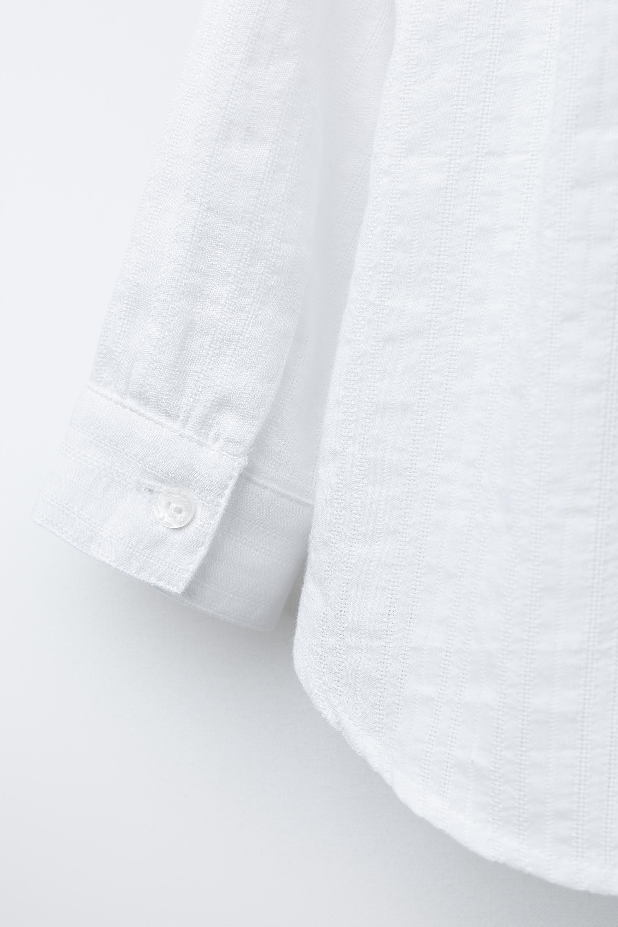 TEXTURED MANDARIN COLLAR SHIRT